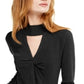 Suéter feminino com decote falso e torção Keyhole da INC International Concepts, preto, tamanho X-S