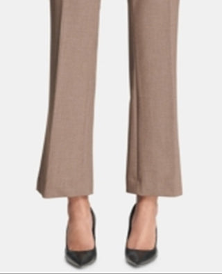 Calça feminina Calvin Klein com zíper e bolsos, perna reta, pequena, marrom, tamanho 12 P