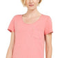 Vestido camiseta feminino estilo &amp; co com um bolso rosa tamanho pequeno