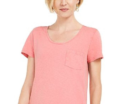 Vestido camiseta feminino estilo &amp; co com um bolso rosa tamanho pequeno