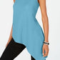 Blusa feminina Alfani texturizada com bainha assimétrica, sem mangas, decote redondo, alta e baixa, tamanho grande, azul