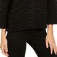 Top texturizado feminino JM Collection com dois botões, preto, tamanho pequeno P/M