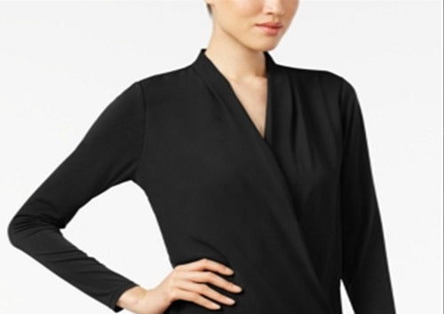 Blusa de malha feminina Alfani Ls preta tamanho grande