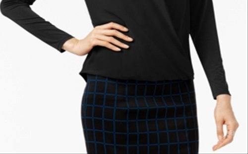 Blusa de malha feminina Alfani Ls preta tamanho grande