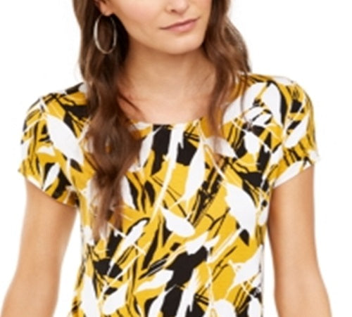 Camiseta Feminina Estampada Alfani Amarela Tamanho Médio