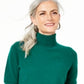 Suéter de caxemira feminino Charter Club com gola alta, verde, tamanho X-S