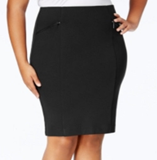 Saia lápis feminina Alfani Plus Business Wear para o dia a noite, preta, tamanho 24W