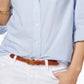Camisa Tommy Hilfiger Feminina Cornflower Cornell Stripe Roll Tab Botão Down Azul Tamanho P