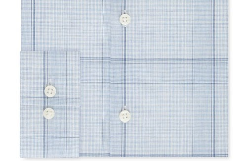 Camisa social masculina Michael Kors Classic Regular Fit, sem ferro, para performance em Airsoft, xadrez elástico, tamanho azul, 18,5 x 34-35