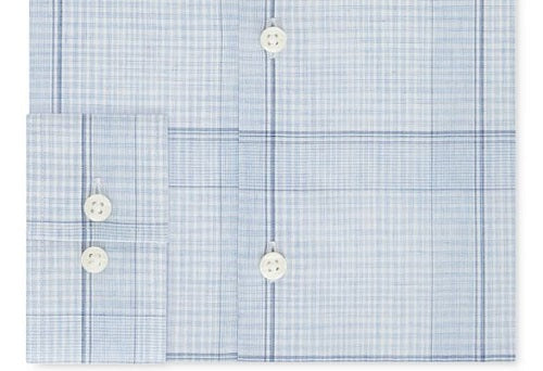 Camisa social xadrez elástica Michael Kors masculina, corte clássico/regular, sem ferro, para performance em airsoft, azul, tamanho M