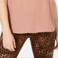 Blusa feminina Charter Club com decote dividido, marrom, tamanho médio