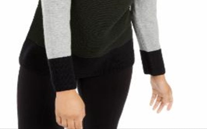 Suéter Alfani Feminino Colorblocked Cinza Tamanho P