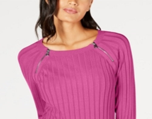 Suéter feminino com zíper e ombro da INC International Concepts, rosa, tamanho extrapequeno