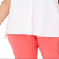 Blusa feminina Alfani Plus com decote dividido e manga curta, branca, tamanho 1X