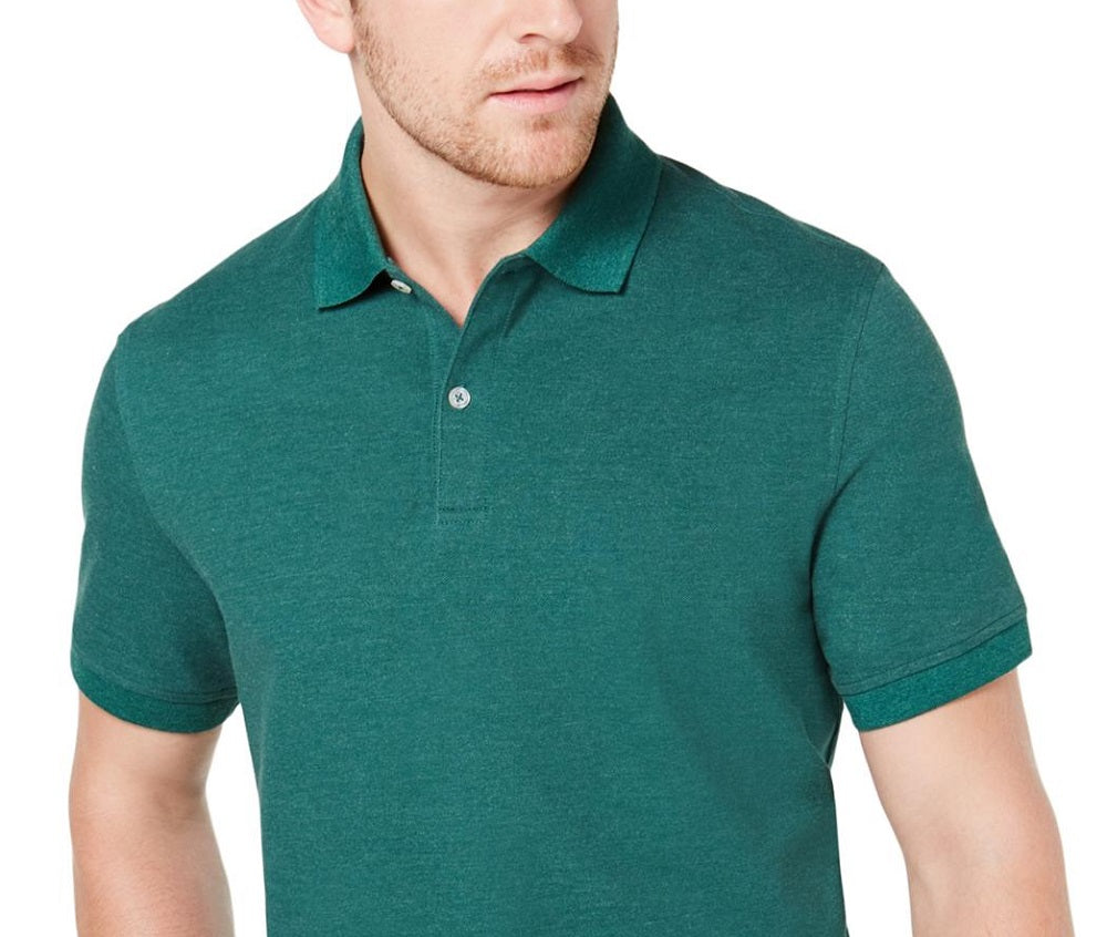 Camisa polo masculina Club Room com elástico e manga curta, tamanho X-G, verde