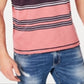 Camiseta listrada masculina com gola dividida e tamanho extragrande da INC International Concepts