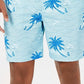 Calção de banho masculino Club Room com estampa de palma e secagem rápida, azul, 7 peças