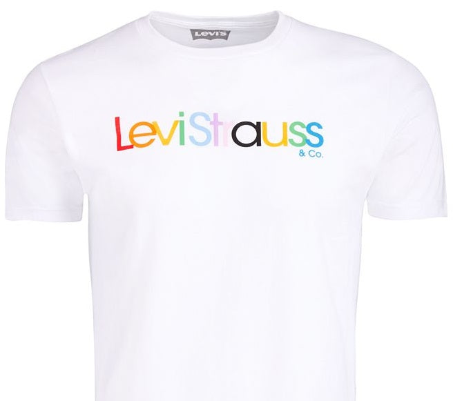 Camiseta Levi's Masculina Multicolorida com Logotipo, Branca, Tamanho Médio