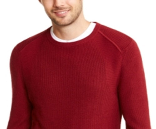 INC International Concepts Suéter Masculino Gola Redonda Texturizado Malha Sólida Pulôver Vermelho Tamanho XX-Grande