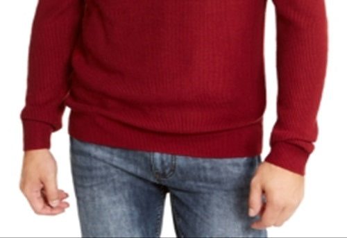 INC International Concepts Suéter Masculino Gola Redonda Texturizado Malha Sólida Pulôver Vermelho Tamanho XX-Grande