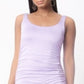 Lux La Vestido midi feminino sem mangas sólido franzido roxo tamanho L