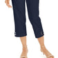 Calça Capri Feminina JM Collection com Acabamento em Grommet Azul Tamanho XX-G