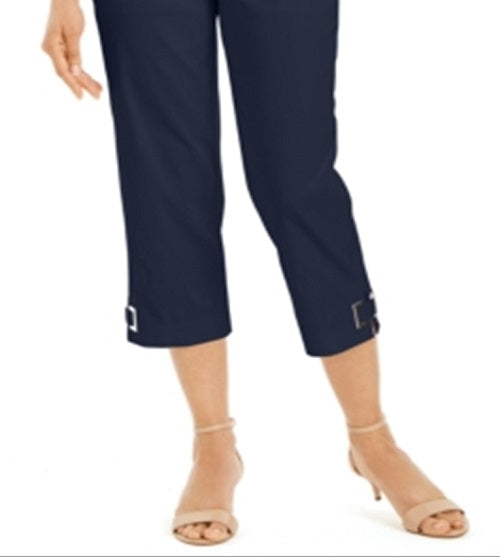 Calça Capri Feminina JM Collection com Acabamento em Grommet Azul Tamanho XX-G