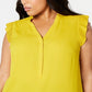 Blusa Alfani Feminina Plus Size Pregueada Amarela Tamanho 3X