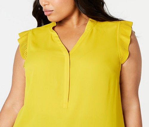 Blusa Alfani Feminina Plus Size Pregueada Amarela Tamanho 3X