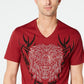 Camiseta masculina com strass e leão da INC International Concepts, vermelha, tamanho XX-G
