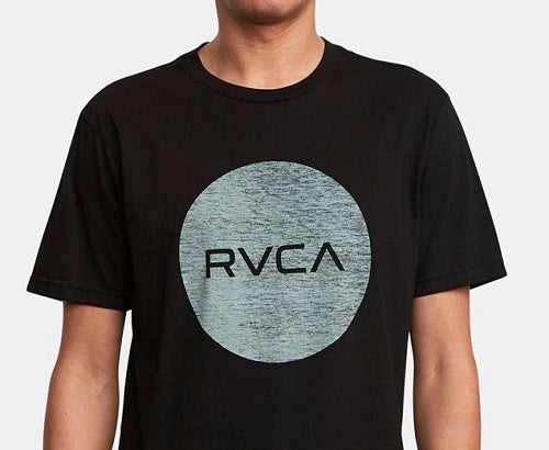 Camiseta masculina RVCA de algodão com gola redonda e logotipo, preta, tamanho pequeno