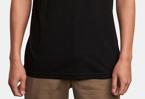 Camiseta masculina RVCA de algodão com gola redonda e logotipo, preta, tamanho pequeno