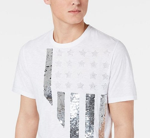 Camisa casual masculina INC de manga curta, ajuste clássico, branca, tamanho médio