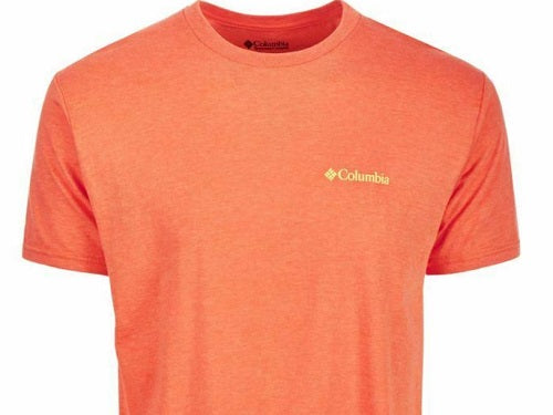 Camiseta Columbia Sportswear Masculina com Logo Gráfico e Listrado Laranja Tamanho P