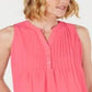 Blusa feminina sem mangas Charter Club Pintuck rosa tamanho grande