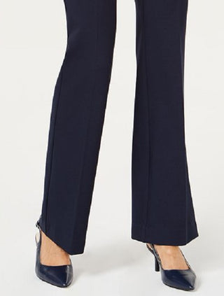 Calça feminina Alfani com acabamento em couro sintético e perna larga, tamanho 20X4, azul