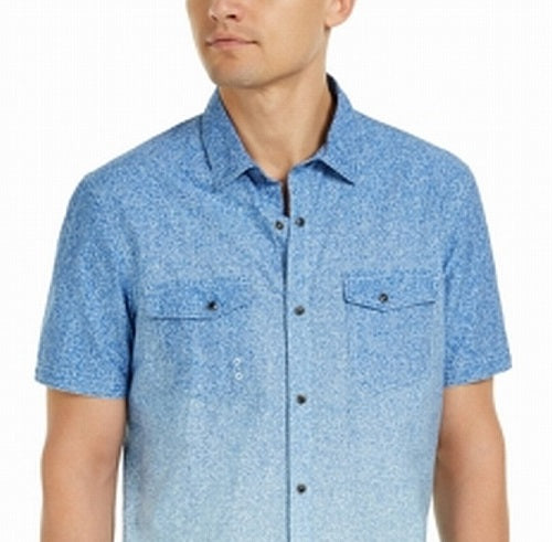 Camisa masculina com estampa ombré e dois bolsos, azul, tamanho XX-G, da INC International Concepts