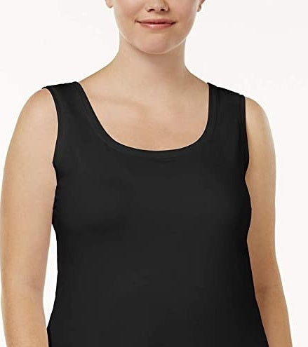 Blusa feminina Alfani azul-petróleo sem mangas com decote redondo, preta, tamanho pequeno