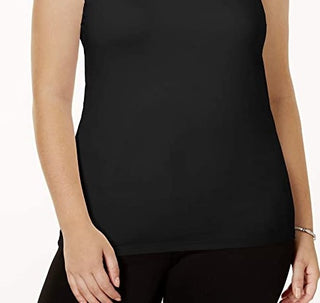 Blusa feminina Alfani azul-petróleo sem mangas com decote redondo, preta, tamanho pequeno