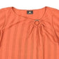 JM Collection Top listrado feminino com argola em O, tamanho laranja, pequeno e pequeno