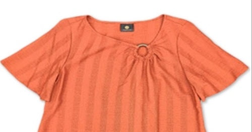 JM Collection Top listrado feminino com argola em O, tamanho laranja, pequeno e pequeno