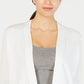 Cardigan feminino de malha texturizada aberto Charter Club, tamanho pequeno, branco