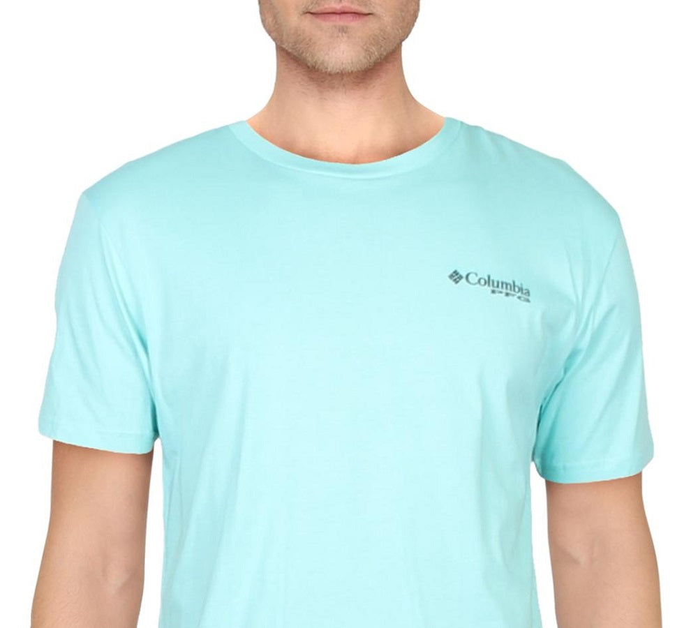 Camiseta Columbia Sportswear Zubac Graphic Masculina de Algodão com Logotipo Azul, Tamanho Grande