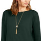 Suéter túnica feminino com costura frontal, verde, tamanho X-S