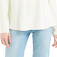 Top de seda franzido com ombros de fora feminino Theory, tamanho pequeno, branco