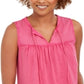 Blusa camponesa sem mangas de algodão estilo &amp; co feminina, rosa, tamanho extrapequeno