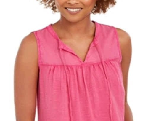 Blusa camponesa sem mangas de algodão estilo &amp; co feminina, rosa, tamanho extrapequeno
