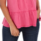 Blusa camponesa sem mangas de algodão estilo &amp; co feminina, rosa, tamanho extrapequeno