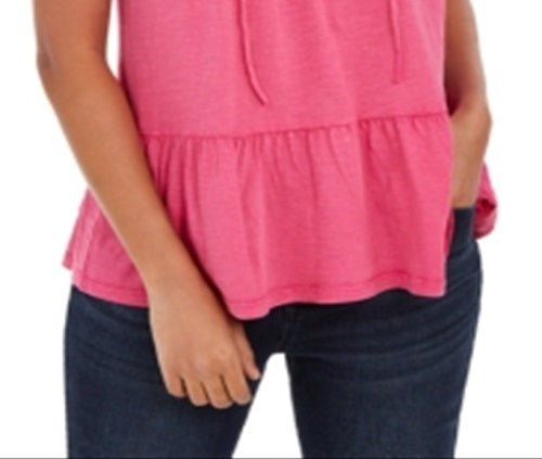 Blusa camponesa sem mangas de algodão estilo &amp; co feminina, rosa, tamanho extrapequeno