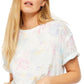 Camiseta feminina Free People Tie Dye de manga curta e gola redonda, branca, tamanho grande
